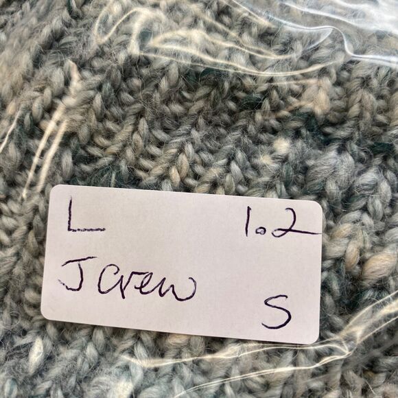 J Crew Chunky Wool Sweater Womens Small Blue Marled High Neck Boxy Crop Oversize - Picture 13 of 13